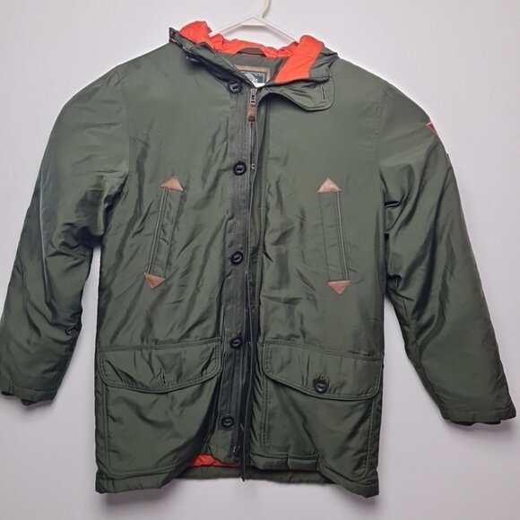 Roots Canada Green Winter Jacket Size M Mens Hooded Outdoor Coat Vintage - Picture 1 of 15